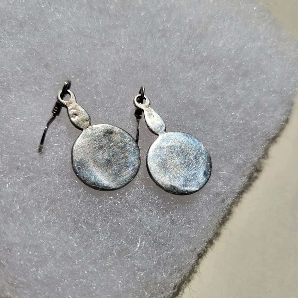 925 Sterling Silver Spiral Drop Earrings Vintage Boho Concentric Circle